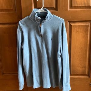 Polo by Ralph Lauren blue quarter zip sweater, size large.